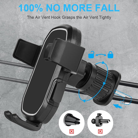 AXFEE Black Car Phone Holder – 360° Rotation & Secure Air Vent Mount