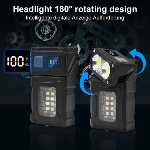 Flintronic 2Pcs USB C Rechargeable Mini EDC Torch COB Work Light With Magnetic Base Clip 7 Modes LED Flashlight For Camping Hiking Emergency Repair