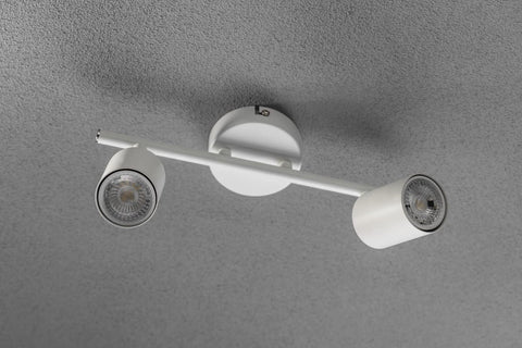 Modern ceiling light fixture on a gray ceiling