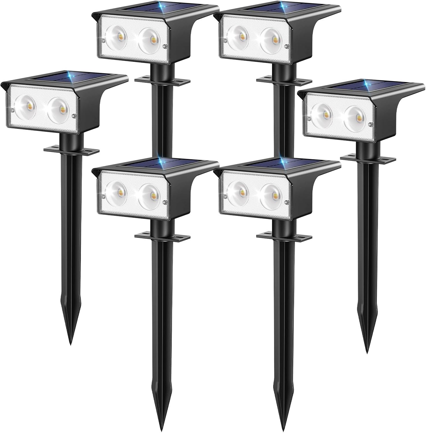 btfarm 6 Pack Solar Lights Outdoor Garden, 3000K/4500K/6000K Solar Spot Lights 3 Modes IP65 Waterproof Garden Spotlights Solar Powered, Auto ON/Off for Yard Driveway Pathway Landscape Lawn