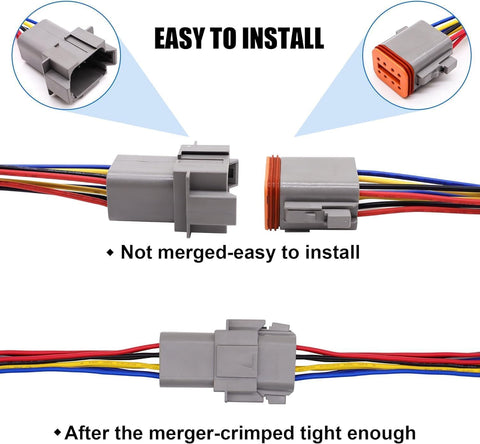 HISports 8-Pin DT Connector Kit, Waterproof DT Electrical Wire Connector 8 Pin Way Sealed Gray Male and Female Auto Waterproof Electrical Wire Connector Plug, for Motorcycle, Scooter, Car, 5 Sets