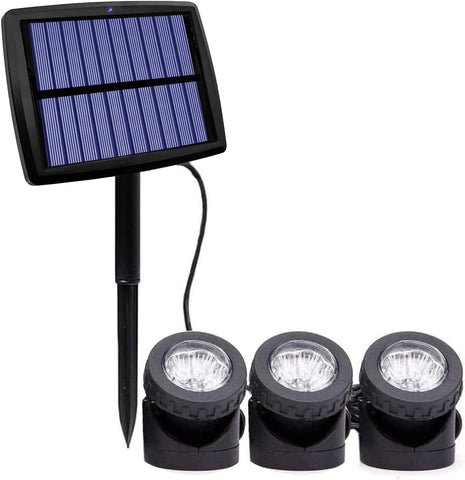 AVEKI Solar Pond Lights Set of 3 – Waterproof Solar Underwater LED Spotlights with 18 LEDs, Automatic Night Lighting & Adjustable Heads for Ponds, Gardens, Patios & Water Features
