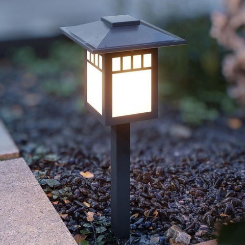 Retro Landscape Path Light, Vintage Chinese Style Bollard Lantern Gray Galvanized Steel E26 Base, IP65 Waterproof Outdoor Pathway Lighting for Garden Courtyard Walkway Patio(60CM)