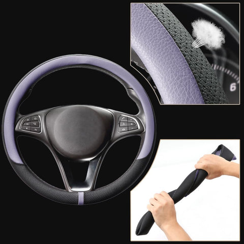 COFIT 16 Inch Breathable Leather Steering Wheel Cover – Purple