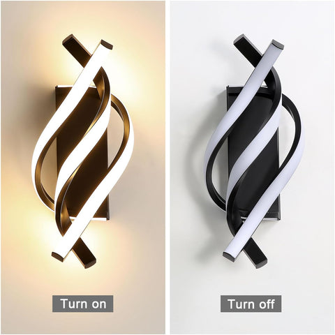 Modern LED Wall Light 22W Black Spiral Lamp