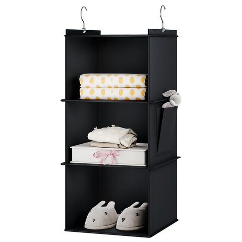 YOUDENOVA Hanging Wardrobe Organiser, 6 Shelves with Side Pockets, Grey – Make Every Shelf Count