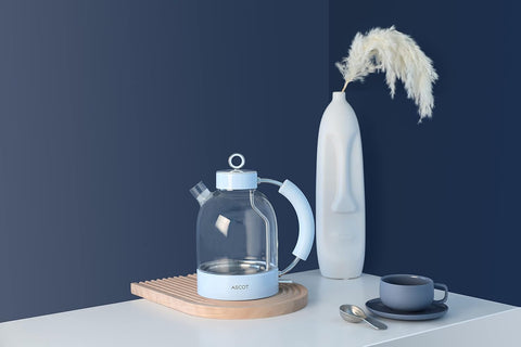 Electric Kettle 1.5L Glass Tea Kettle – Fast Boil Hot Water Boiler – BPA-Free, Auto Shut-Off & Boil-Dry Protection (Blue)