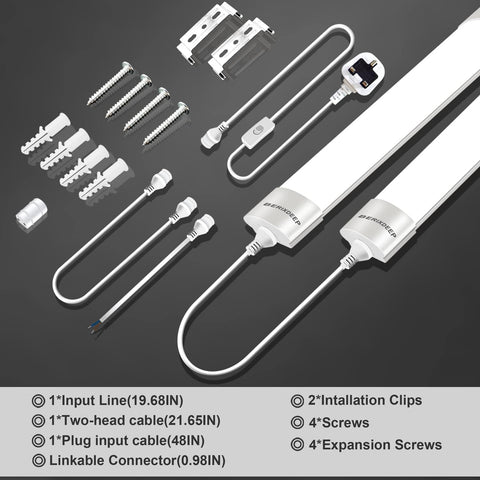 Set of LED strip lights with components on a dark background