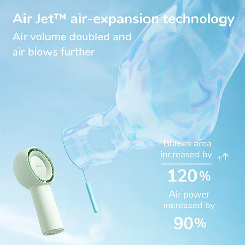 JISULIFE Handheld Turbo Fan [16H Max Cooling Time] Mini Portable Hand, 4000mAh USB Rechargeable Personal, Battery Operated Small Pocket with 5 Speeds for Travel/Outdoor - Green
