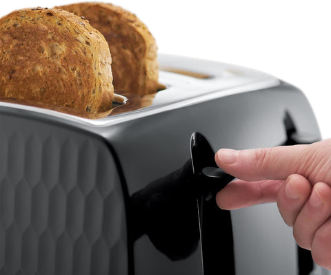 Russell Hobbs Honeycomb 4 Slice Toaster – Extra Wide Slots, 6 Browning Levels, High Lift, Frozen/Cancel/Reheat, 1500W, Black Gloss Finish
