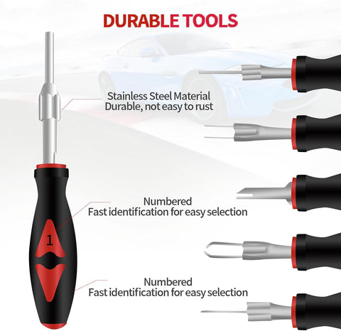 23Pcs Universal Terminal Release Kit Car Pin Removal Tool Set Electrical Connector Extractor Tools With Storage Case Automotive Wiring Repair Kit