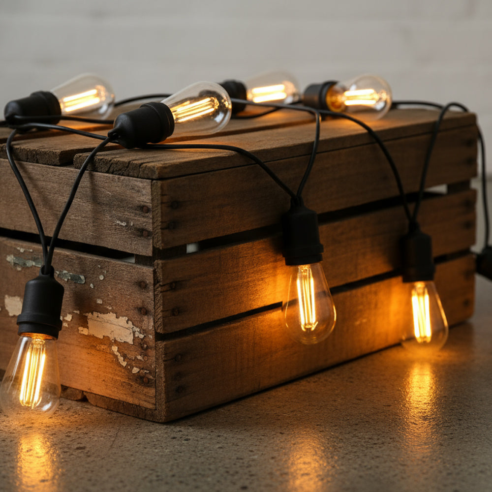 98 FT Outdoor Festoon String Lights, Pack with 32 LED Bulbs, Waterproof Warm White Patio Lights