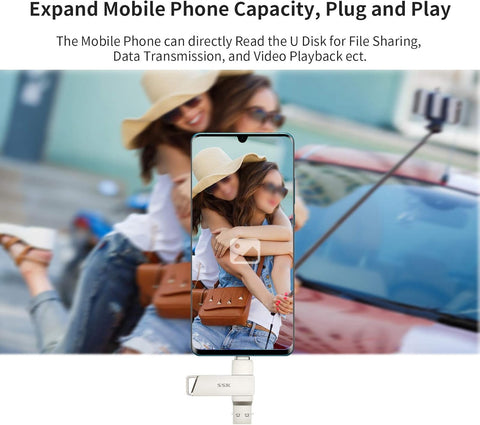 64GB USB C Flash Drive - Dual USB 3.2 Type-C & USB-A Thumb Drive, Up to 200MB/s, Zinc Alloy, OTG Compatible for Phone, Mac & PC