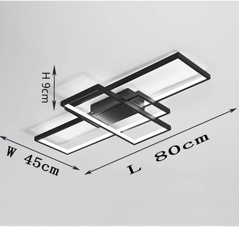 65W black rectangular LED flush ceiling light front view

