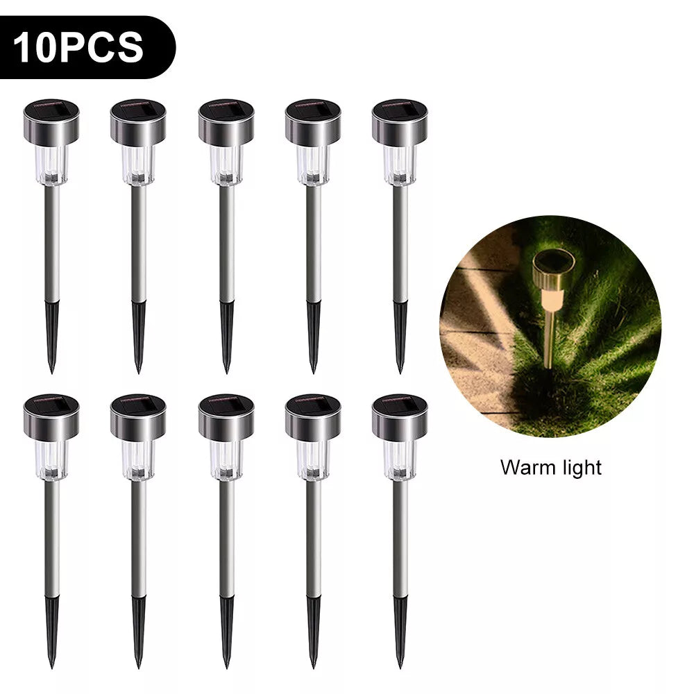 10Pcs Solar Power LED Stake Lights – Waterproof Outdoor Garden Lights