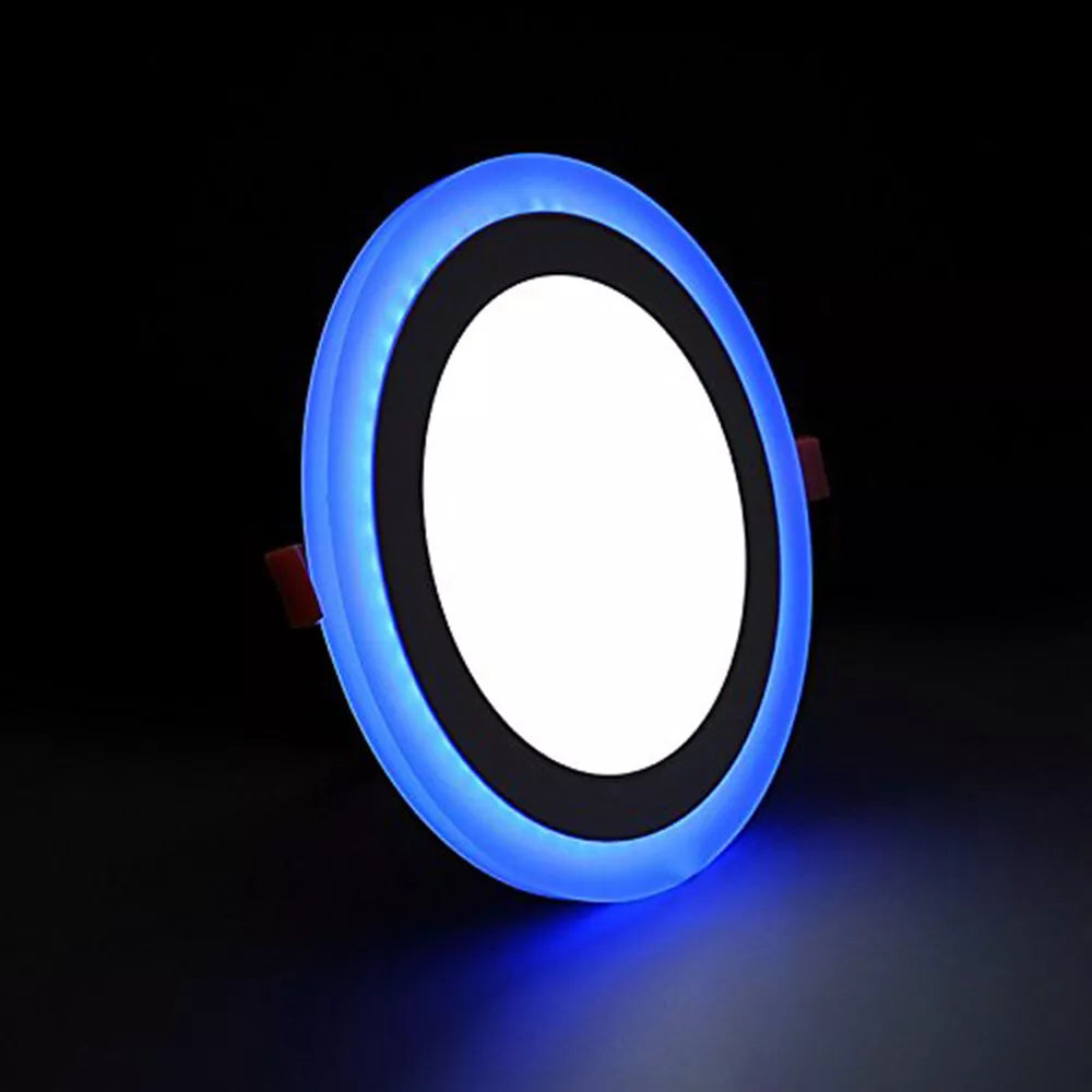 6W+3W LED Recessed Flush Mount Blue Edge-Lit Panel Light Round / Square Downlight
