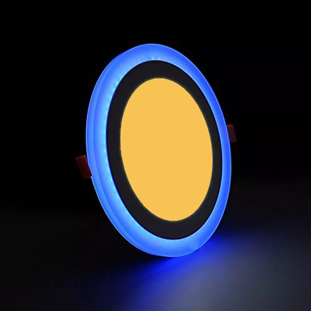 6W+3W LED Recessed Flush Mount Blue Edge-Lit Panel Light Round / Square Downlight