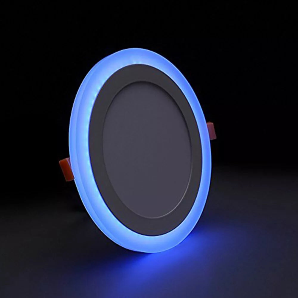 6W+3W LED Recessed Flush Mount Blue Edge-Lit Panel Light Round / Square Downlight