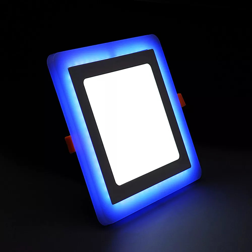 6W+3W LED Recessed Flush Mount Blue Edge-Lit Panel Light Round / Square Downlight