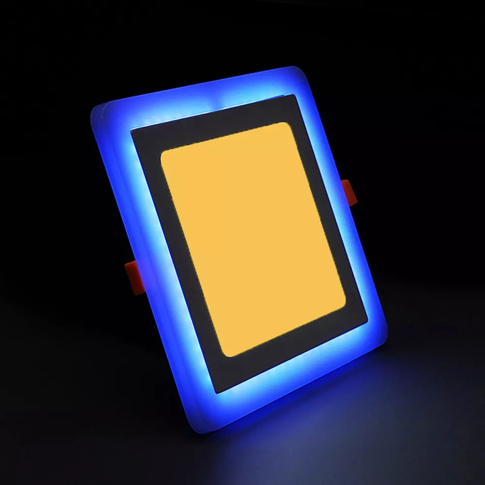 6W+3W LED Recessed Flush Mount Blue Edge-Lit Panel Light Round / Square Downlight