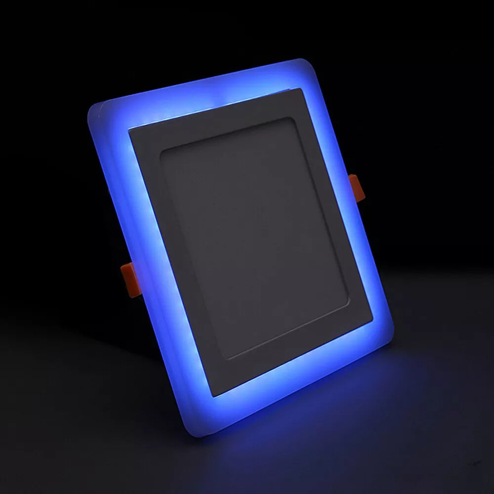6W+3W LED Recessed Flush Mount Blue Edge-Lit Panel Light Round / Square Downlight