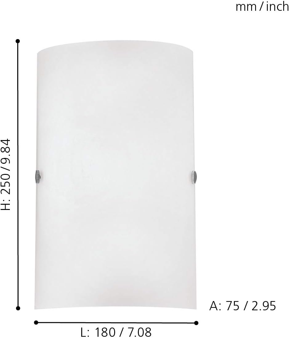 EGLO Troy 3 wall light, matt nickel steel and white satined glass wall lamp, E14 socket - thelights4u.com