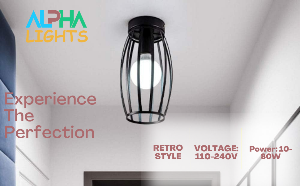 Retro Black Cylinder Semi Flush Mount Ceiling Light - E27 Single Head – thelights4u.com