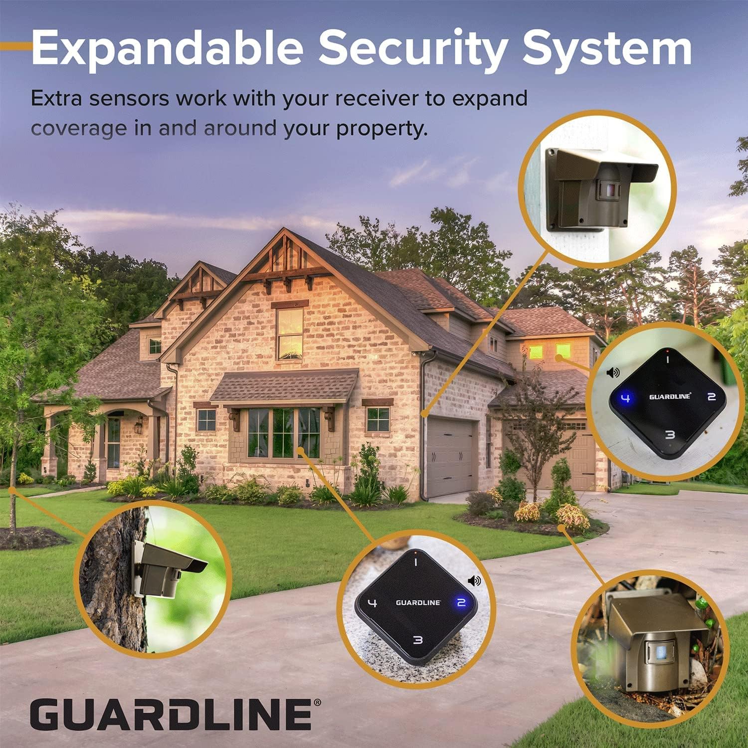 Smart Home Security Systems – Weatherproof, Wireless Driveway Alarm System w/Receiver and 4 Sensors for Property Protection - thelights4u.com