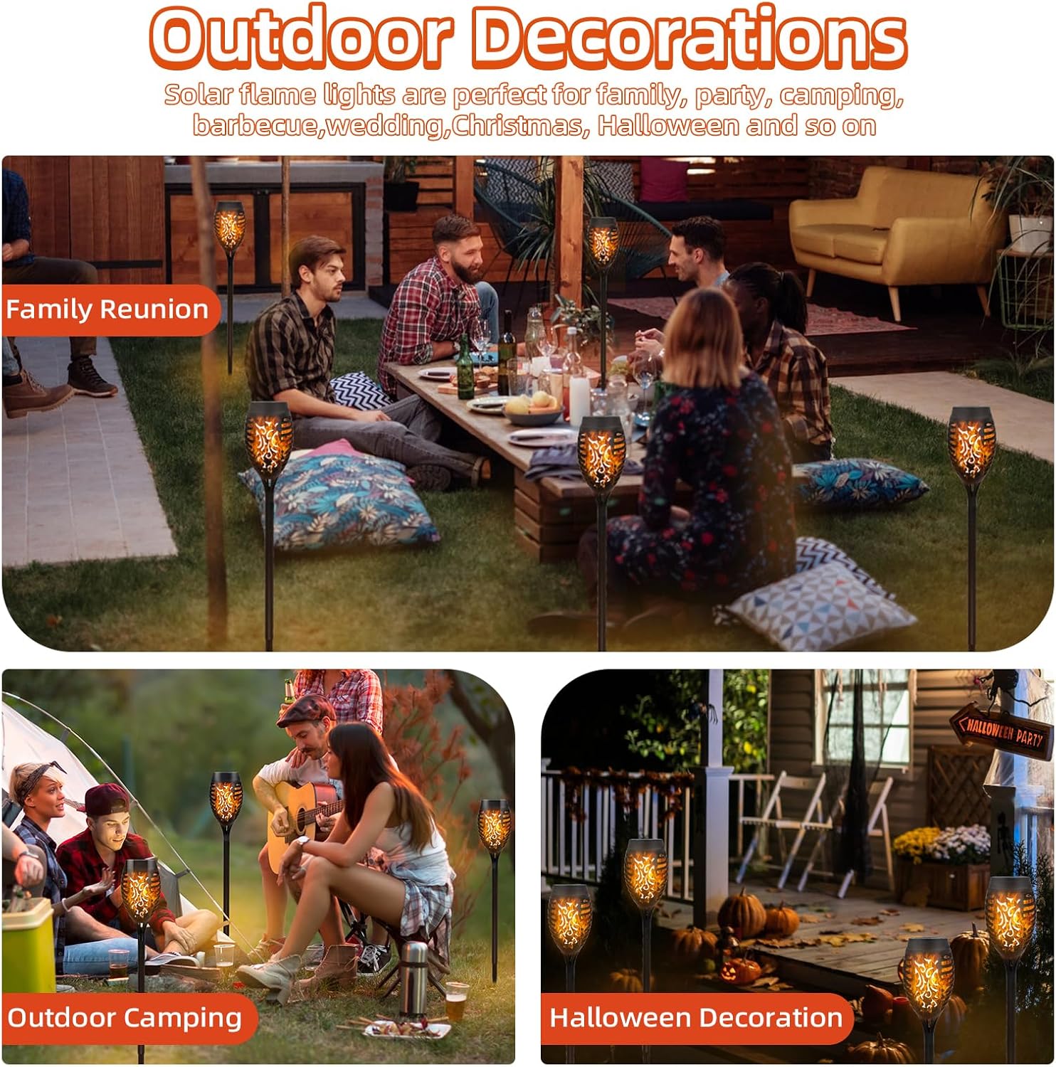 6 pack solar torch lights garden


