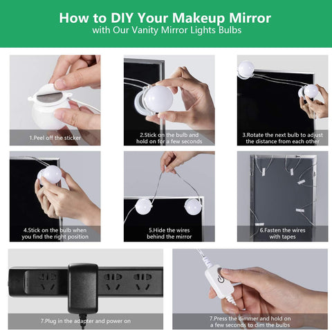 Vanity Mirror Lights Hollywood Dimmable Makeup Mirror Lights 14 LED Bulbs with Plug 4000K Nature White DIY Dressing Table Lights Stick on for Ladies Makeup