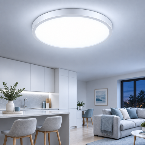 48W Round LED Ceiling Light – Flush Mount Modern Ceiling Lamp for Bedrooms, Living Rooms, Kitchens & Hallways - A warmer way to light the rooms you actually relax in