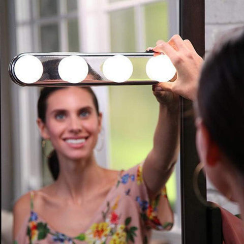Portable Battery Powered LED Vanity Mirror Lights Super Bright 4-LED Bulb Cosmetic Light Kit for Makeup Shooting