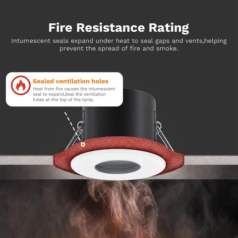 LED Fire Rated Downlights, 5W IP65 Waterproof Bathroom Spotlights, Dimmable 6000K Cool White Recessed Ceiling Lights for 70-75Mm Cut Out, AC220V-240V 4 Pack