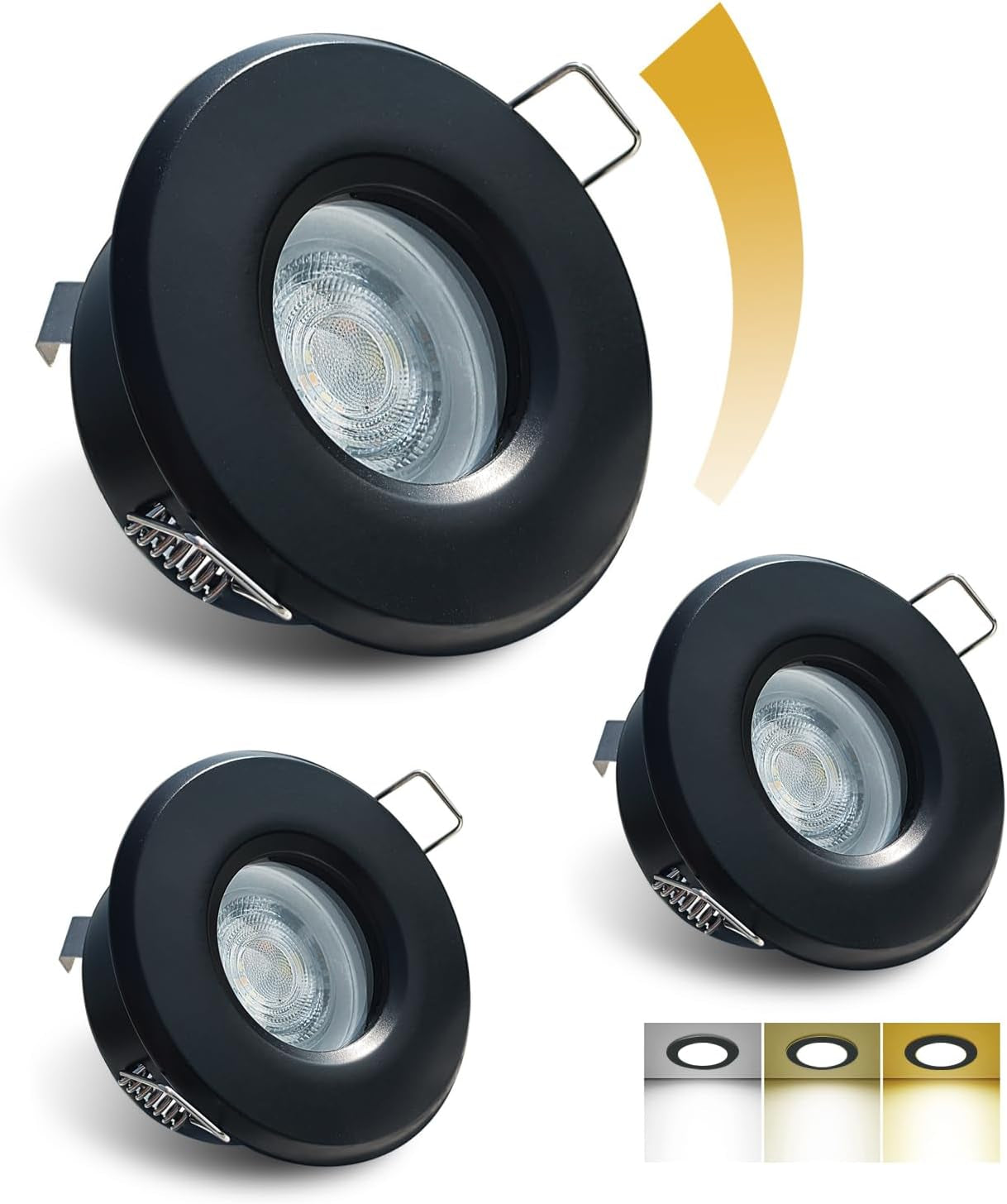 4X 5W IP65 Waterproof LED Recessed Ceiling Lights, Warm White 3000K 430LM, Suitable for Bathroom and Kitchen Spotlights (Including GU10 Lamp Holder) White Downlight Cut-Out 68Mm