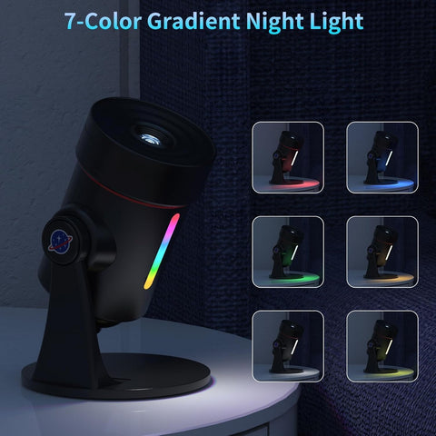 7-color gradient night light on a dark background with color-changing display.