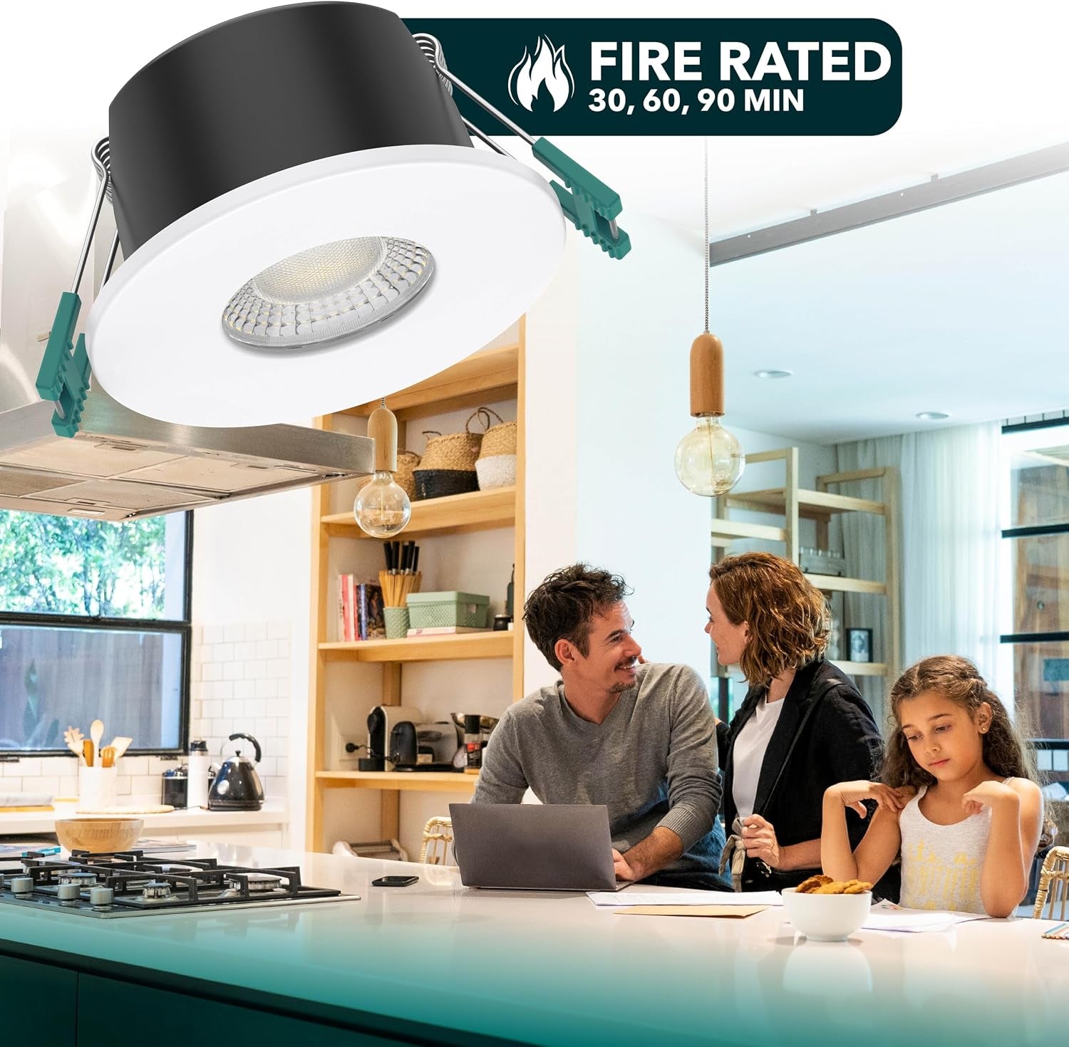 Chapman Hirono Pro 4W & 6W Fire Rated Downlights IP65 White 8 Pack | 4CCT 2700K-6000K, Cool, Neutral or Warm White Waterproof LED Modern Ceiling Light for Bathroom, Kitchen, Bedroom & Living Room