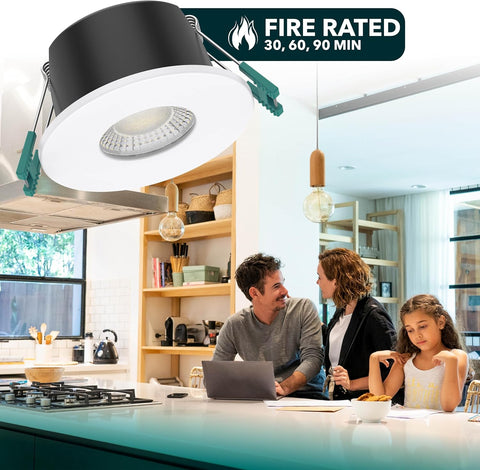 Chapman Hirono Pro 4W & 6W Fire Rated Downlights IP65 White 8 Pack | 4CCT 2700K-6000K, Cool, Neutral or Warm White Waterproof LED Modern Ceiling Light for Bathroom, Kitchen, Bedroom & Living Room