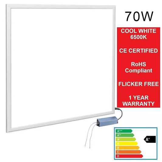 70W LED Recessed Ceiling LIGHT 600X600MM 6500K Flat PANEL Suspended Down LIGHT