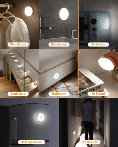 6 Pack Motion Sensor Lights Indoor – USB Rechargeable Magnetic Cupboard & Stair Lights with 3 Modes for Kitchen, Wardrobe, Hallway & Under Cabinet - Light Up the Dark Spots Before You Reach for the Switch