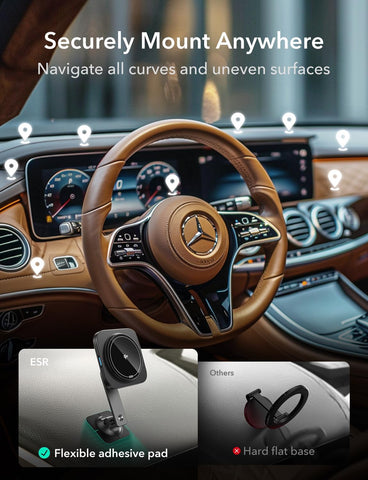 ESR Qi2 15W MagSafe Car Mount Charger Black for iPhone & Galaxy