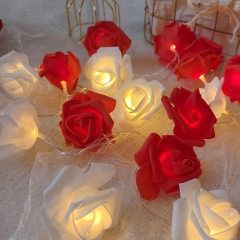 Rose Flower Fairy String Lights 6M with 40 LEDs, Battery Operated Decorative Lights for Romantic Indoor and Outdoor Décor