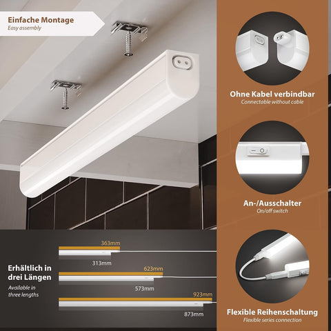 Parlat Rigel 4W LED Under-Cabinet Light 31.3cm 445lm – Slim White Kitchen Cupboard Lighting for Brighter Worktops & Task Areas