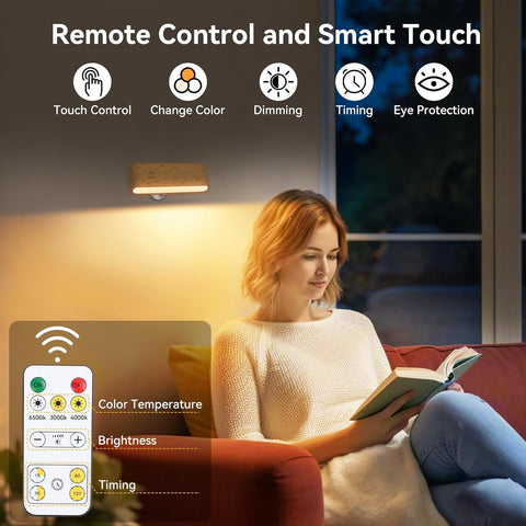 Rechargeable Magnetic Wall Lights with Remote 2 Pack