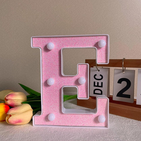 Light Up Letter E LED Pink Night Light