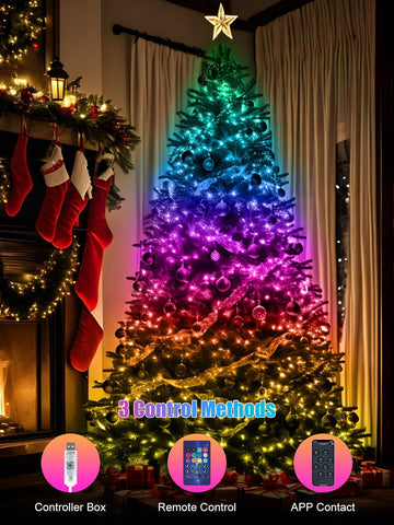 Electight 5m RGB Smart Fairy String Lights – 50 LED Bluetooth App & Remote Control Waterproof Colour Changing Lights for Christmas, Weddings, Bedrooms & Gardens