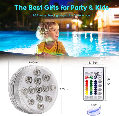 4 Pack RGB Waterproof Submersible LED Underwater Lights with Remote Control – Battery Operated Colour Changing Lights for Vases, Bowls, Ponds, Pools & Aquariums
