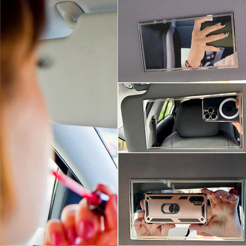 Auto Sun Visor HD Makeup Mirror – Portable Stainless Steel Car Cosmetic Mirror