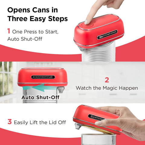 Kitchen Mama Orbit One Rechargeable Electric Can Opener – Red