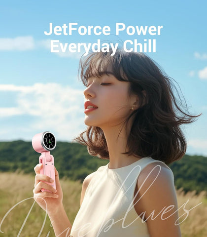 Diveblues Portable Handheld Fan, High-Speed Turbo Portable Fan, LED Display, Up to 12 Hours, 4000mAh Battery, 5 Wind Gear, Rechargeable small Hand Fan for Travel/Commute/Outdoor, Gifts for Women