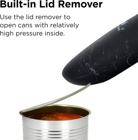 Kitchen Mama Auto 2.0 Electric Can Opener – Hands-Free, Smooth-Edge, Tilted Blade 2.0, Food-Safe, Battery Operated – Marble Black